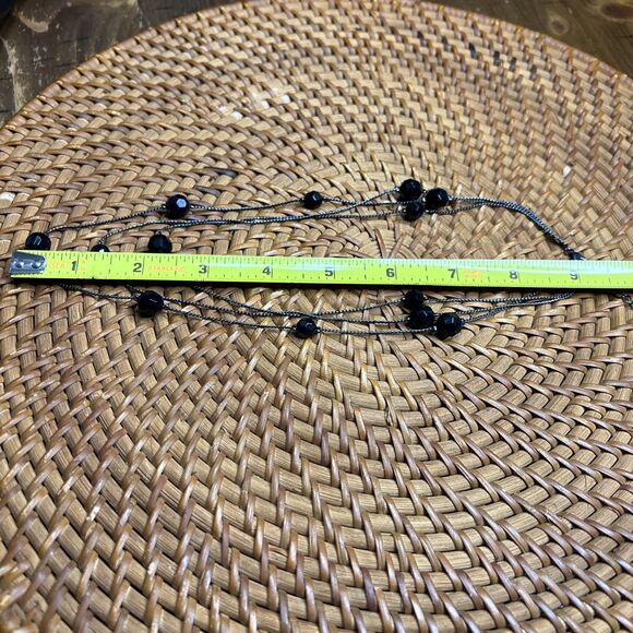 9” Multi-Strand Black Bead Necklace With Lobster Clasp, Retro, Vintage - Picture 4 of 5